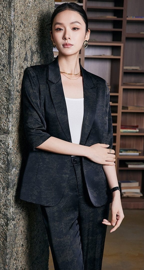 solovedress 2025 Spring Summer New Printed Three Quarter Sleeve Single Button Casual Ladies Suit