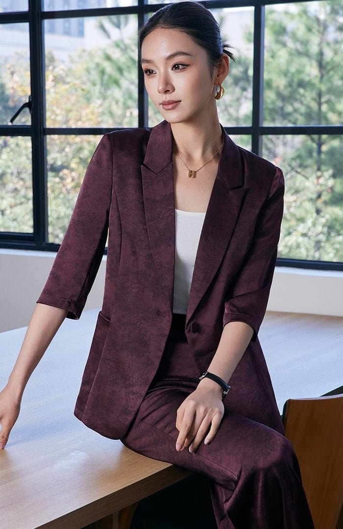 solovedress 2025 Spring Summer New Printed Three Quarter Sleeve Single Button Casual Ladies Suit