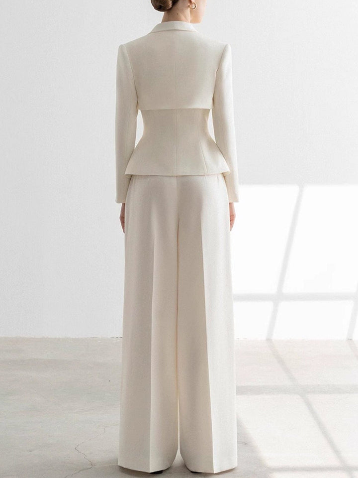 solovedress Apricot Shawl Lapel Women's Two-Piece Suit