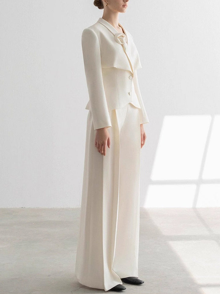 solovedress Apricot Shawl Lapel Women's Two-Piece Suit