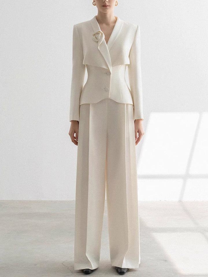 solovedress Apricot Shawl Lapel Women's Two-Piece Suit