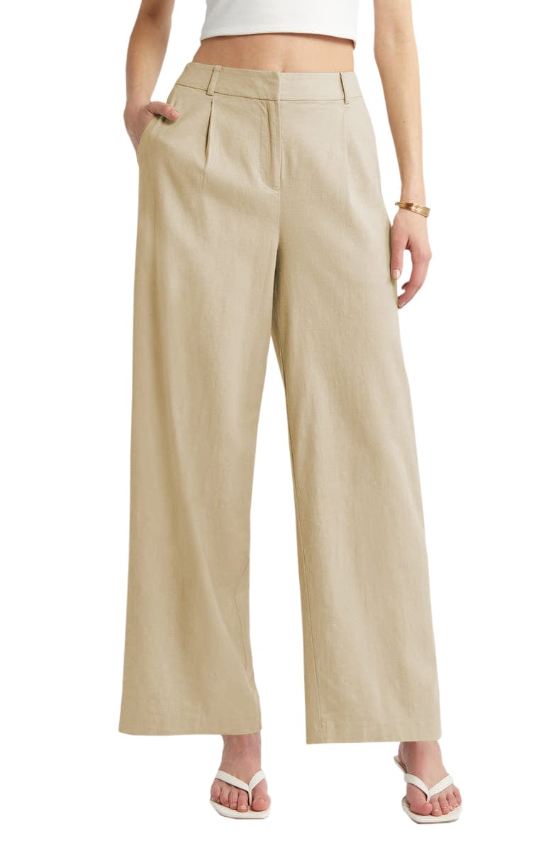 solovedress Beige Linen Casual Women's Pants