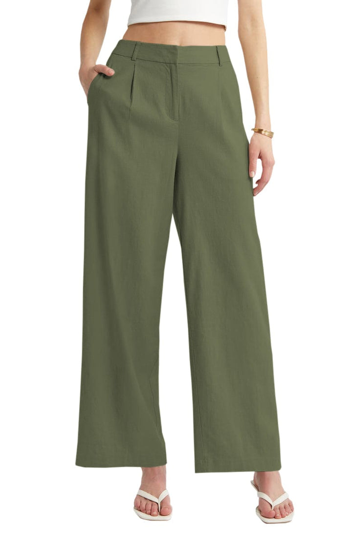 solovedress Beige Linen Casual Women's Pants