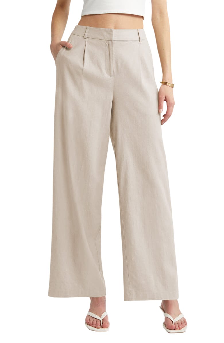 solovedress Beige Linen Casual Women's Pants