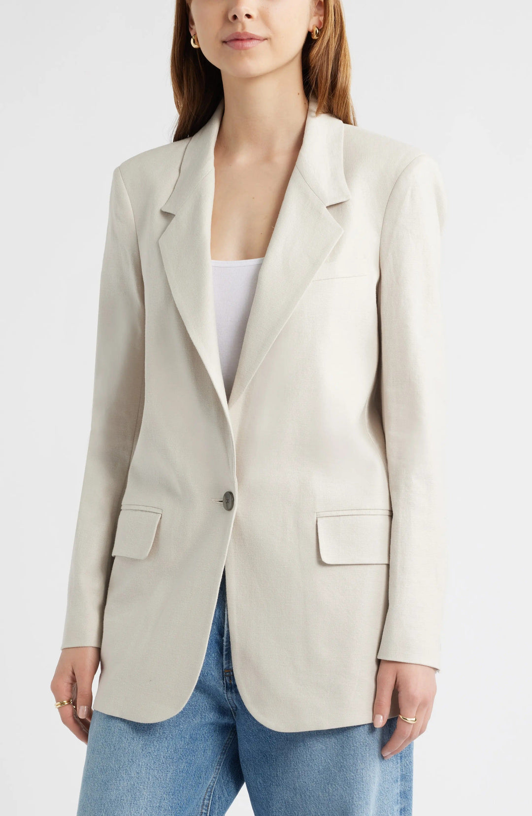 solovedress Beige Summer Linen Single Button Casual Women Blazer