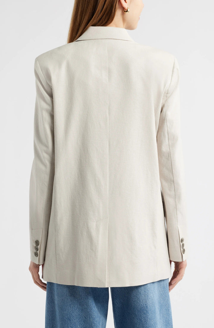 solovedress Beige Summer Linen Single Button Casual Women Blazer