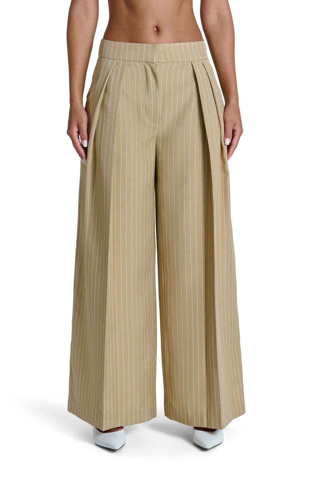 solovedress Beige Women Striped Trousers