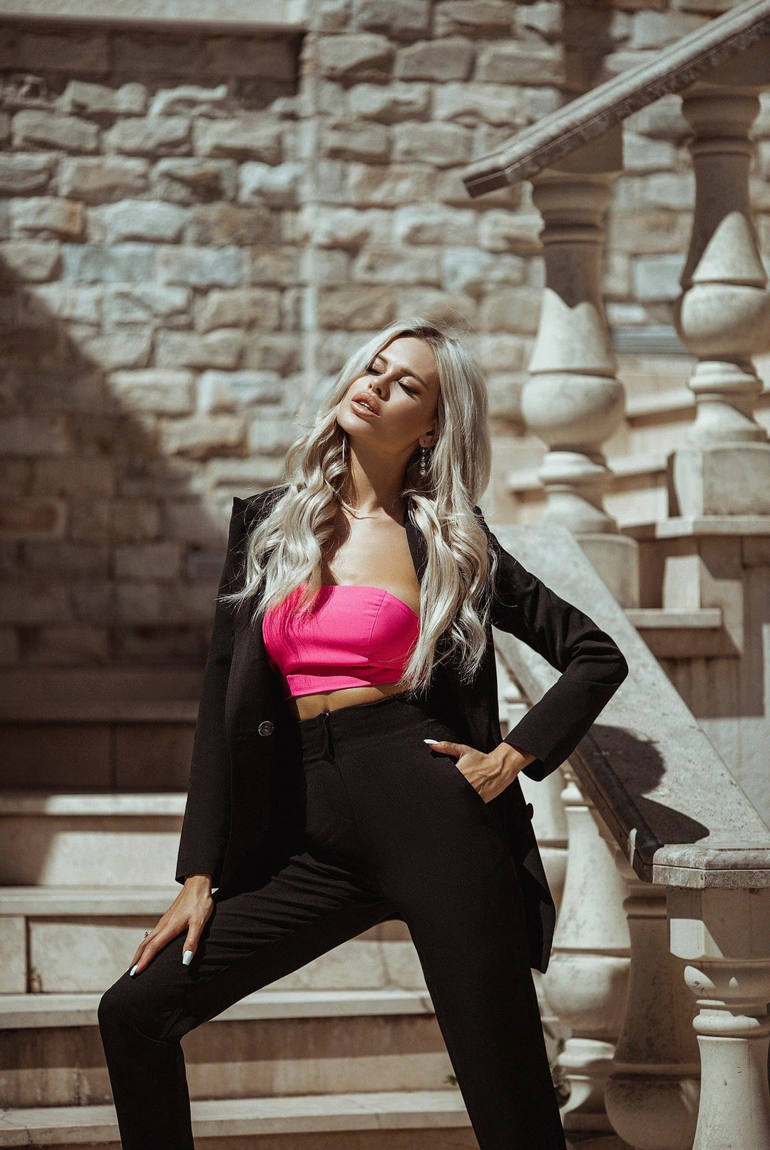 solovedress Black 2 Piece Double Breasted Business Casual Slim Fit Women Suit