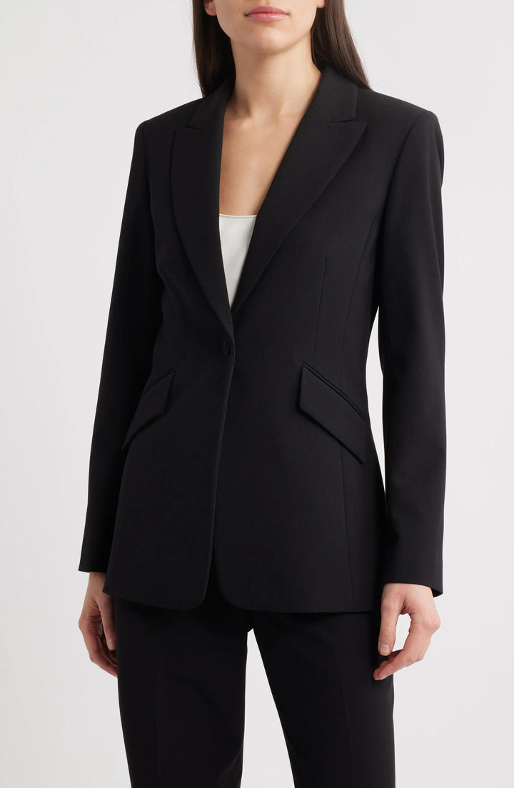 solovedress Black 2 Piece Single Button Business Casual Slim Fit Women Suit (Blazer+Pants)