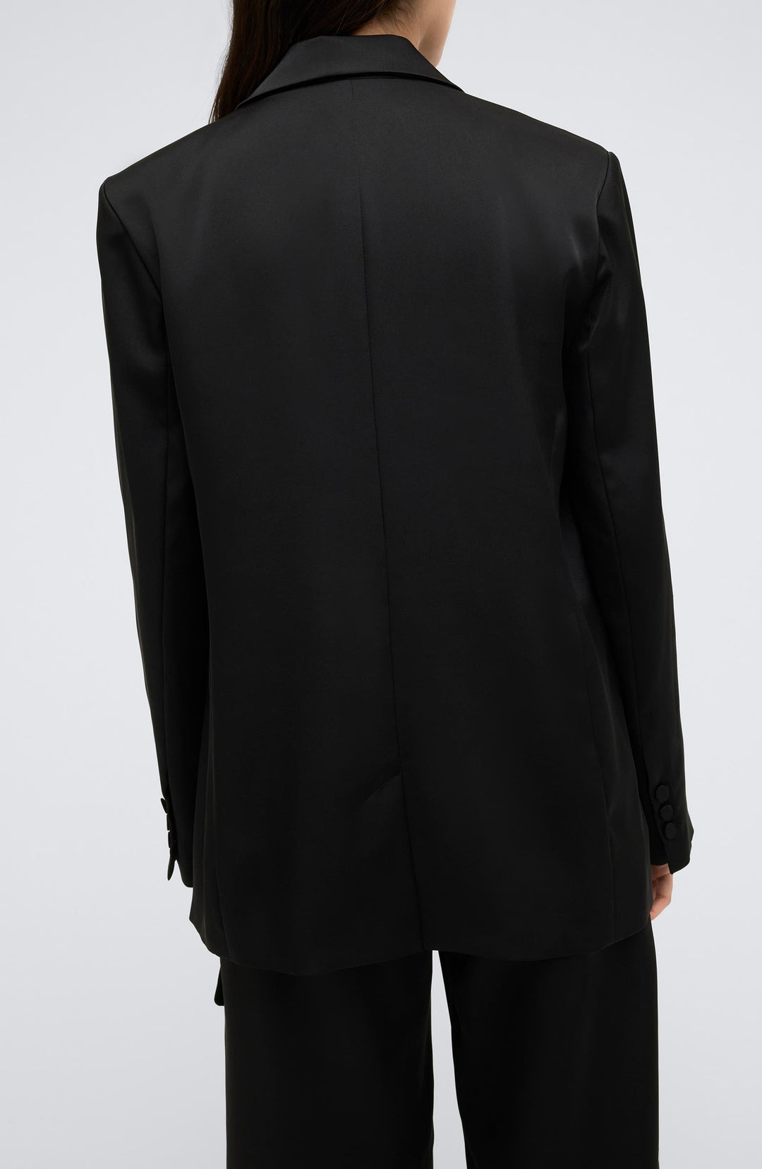 solovedress Black 2 Piece Single Button Casual SatinWomen Suit (Blazer+Pants)