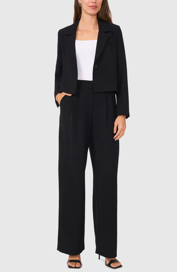 solovedress Black 2 Piece Single Button Casual Women Suit (Blazer+Pants)