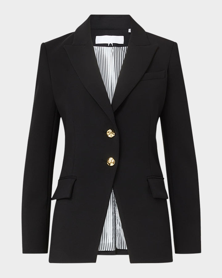 solovedress Black Double Button Casual Women Blazer