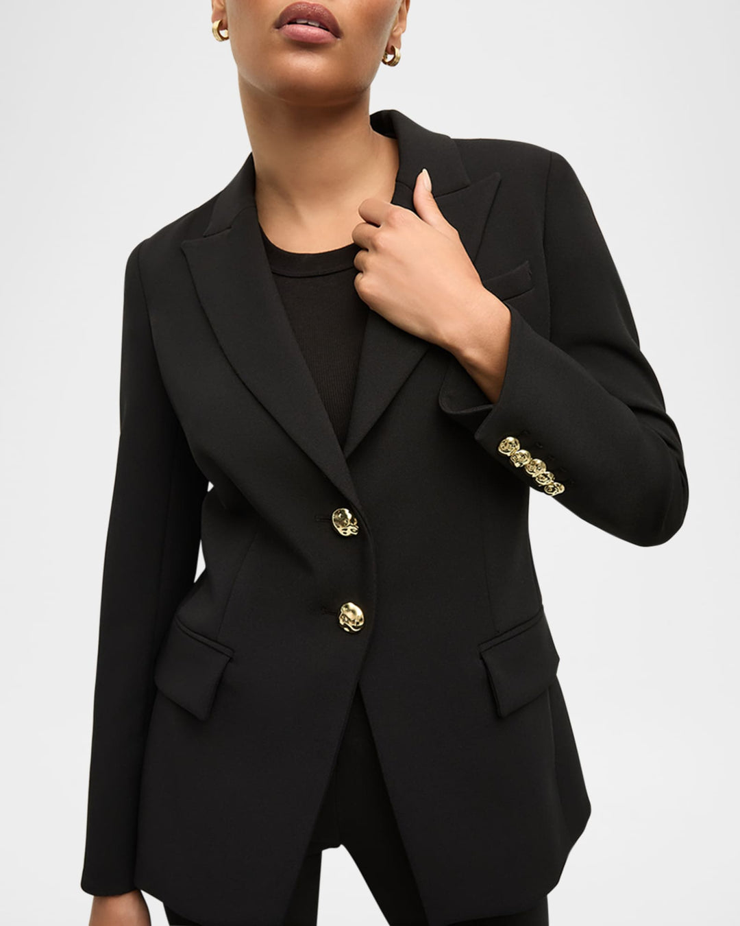 solovedress Black Double Button Casual Women Blazer