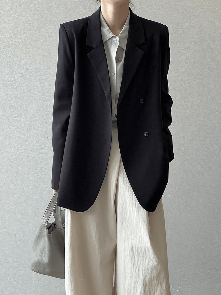 solovedress Black High-Quality Irregular Back Slit Fashionable Casual Women's Blazer