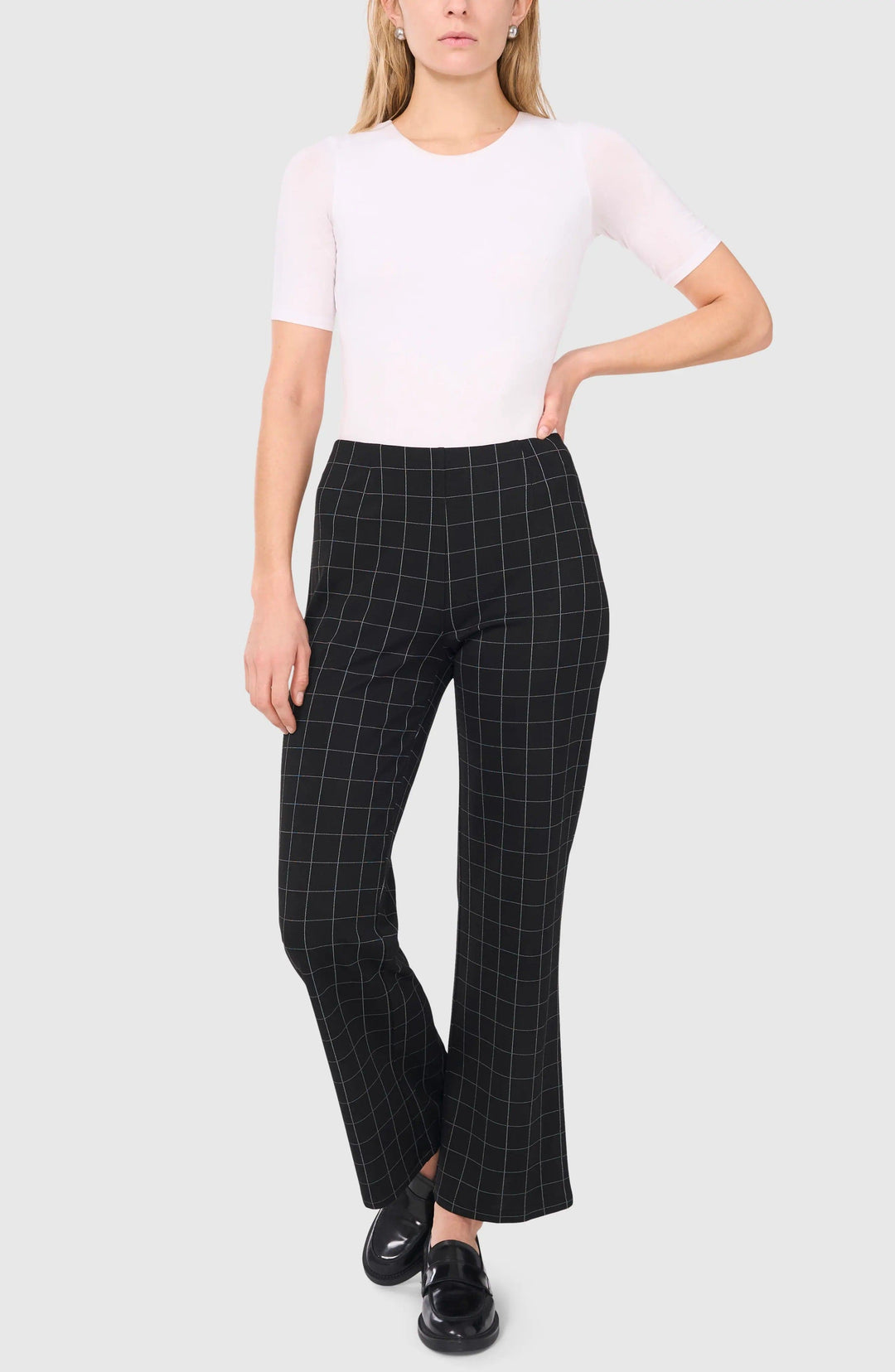 solovedress Black Plaid Casual Women Trousers