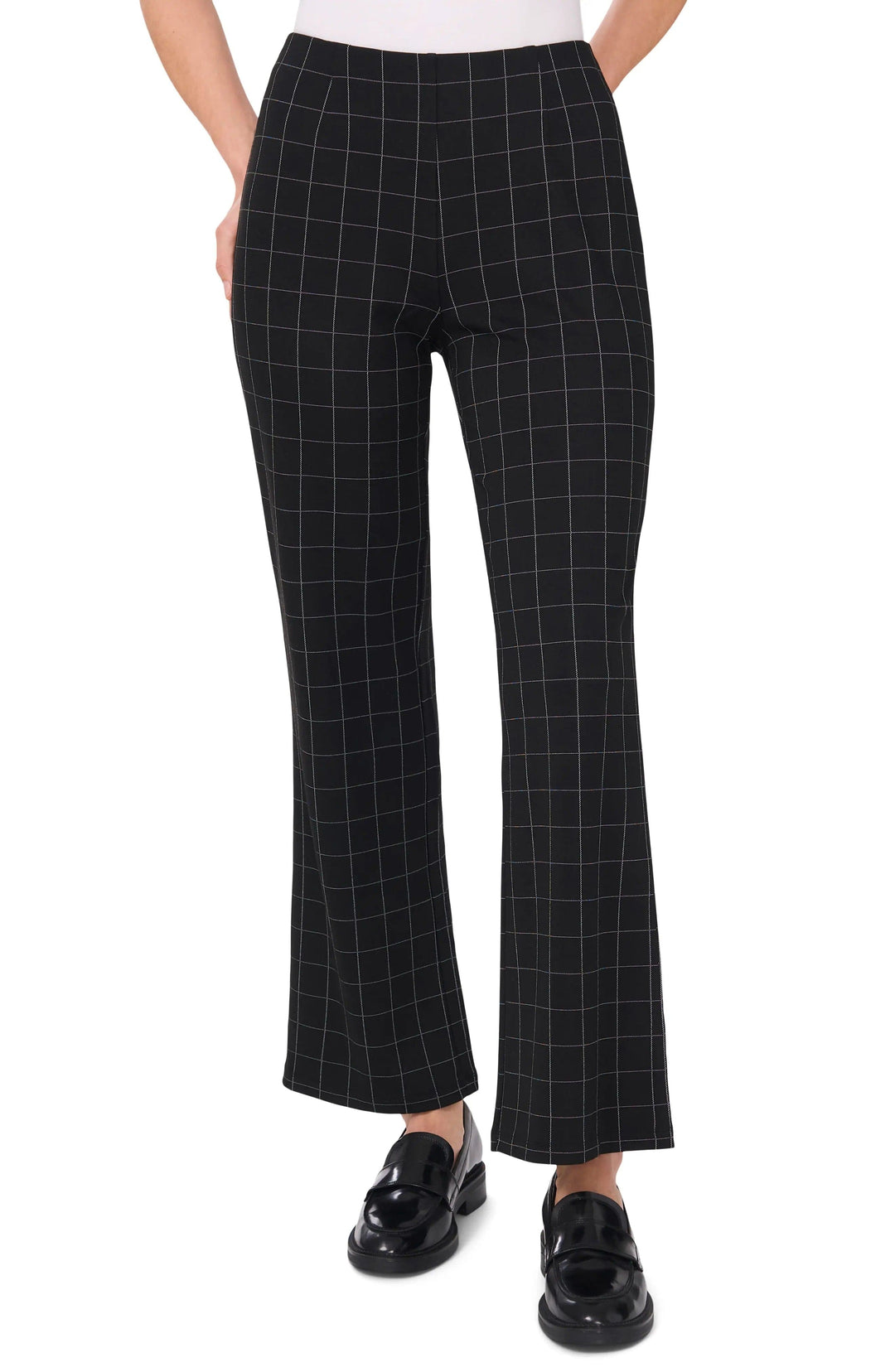 solovedress Black Plaid Casual Women Trousers