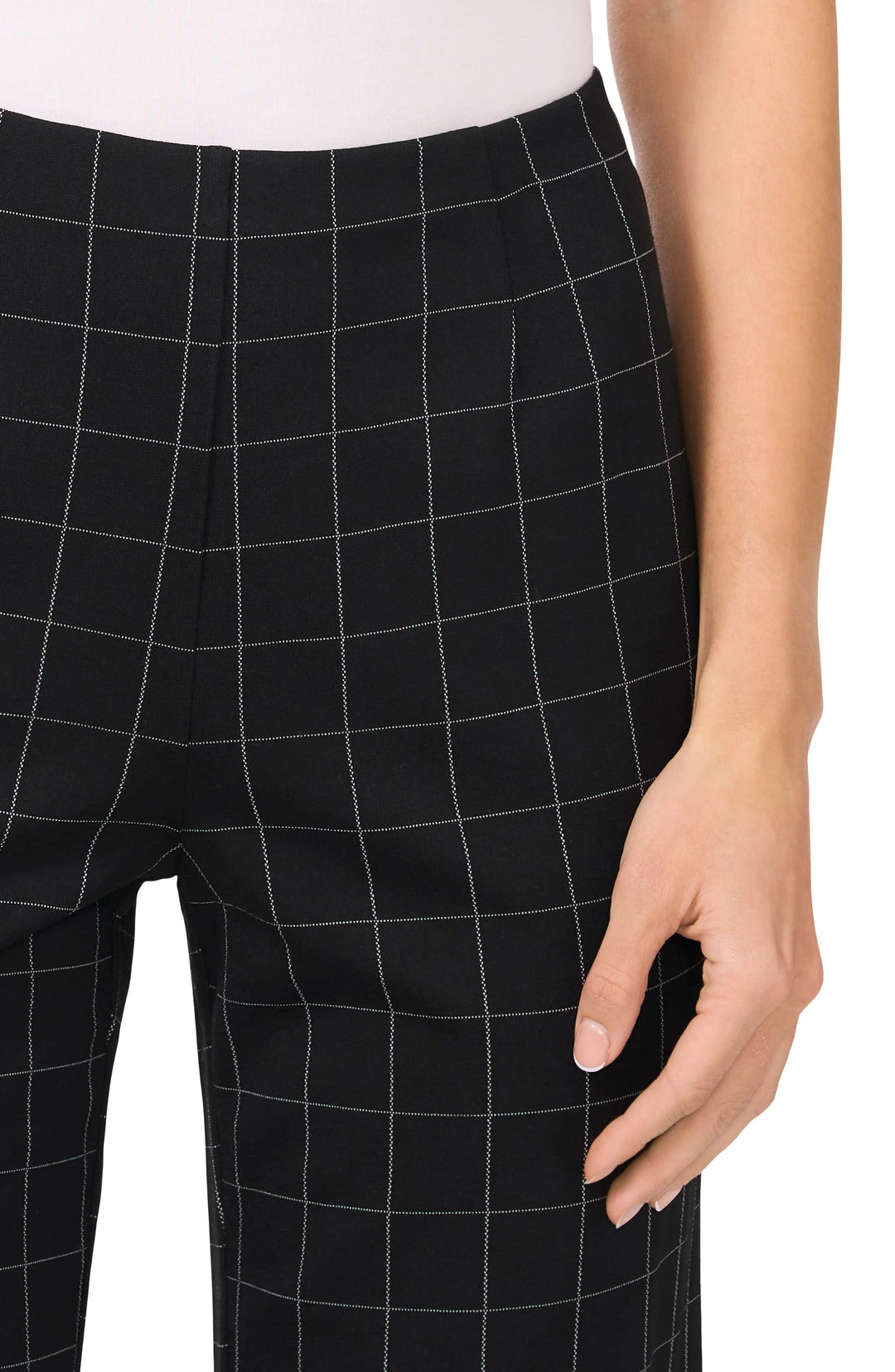 solovedress Black Plaid Casual Women Trousers