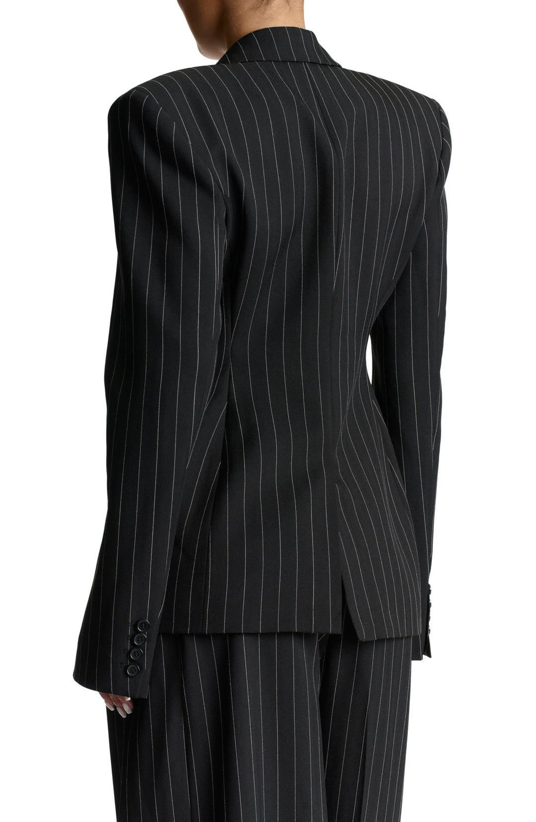 solovedress Black Striped Single Buttons Business Women Blazer