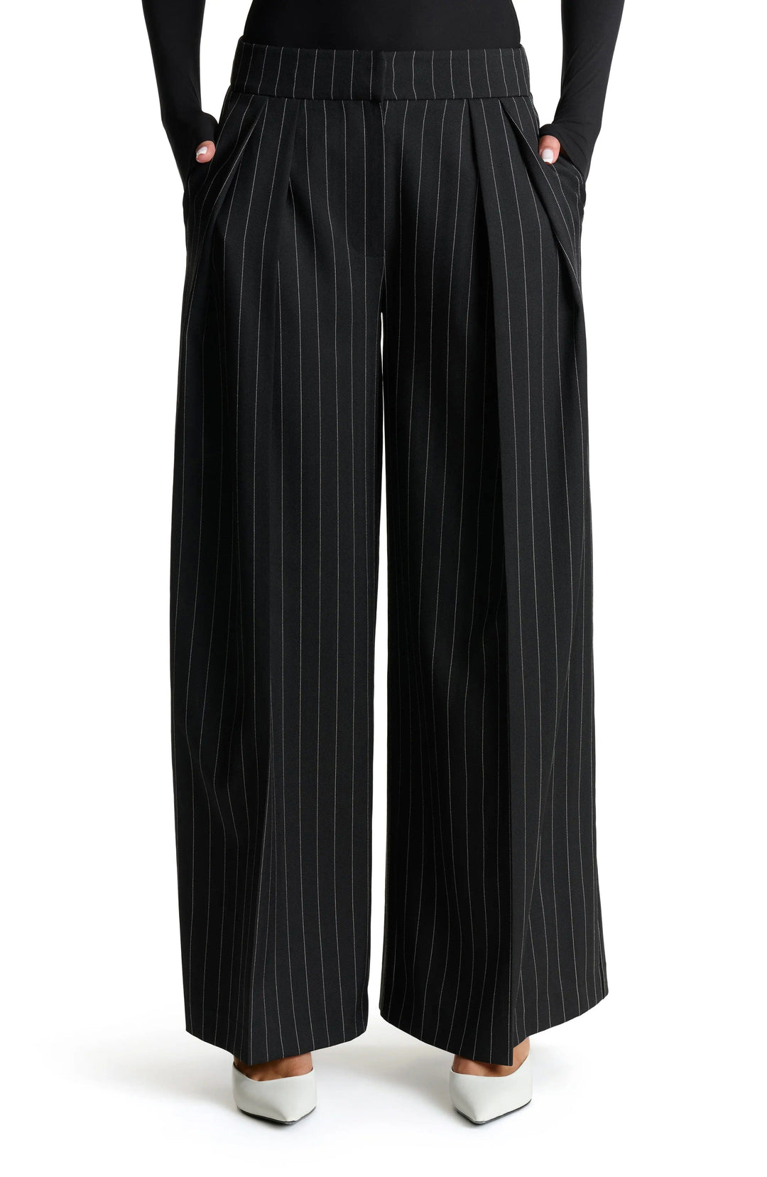 solovedress Black Women Striped Trousers