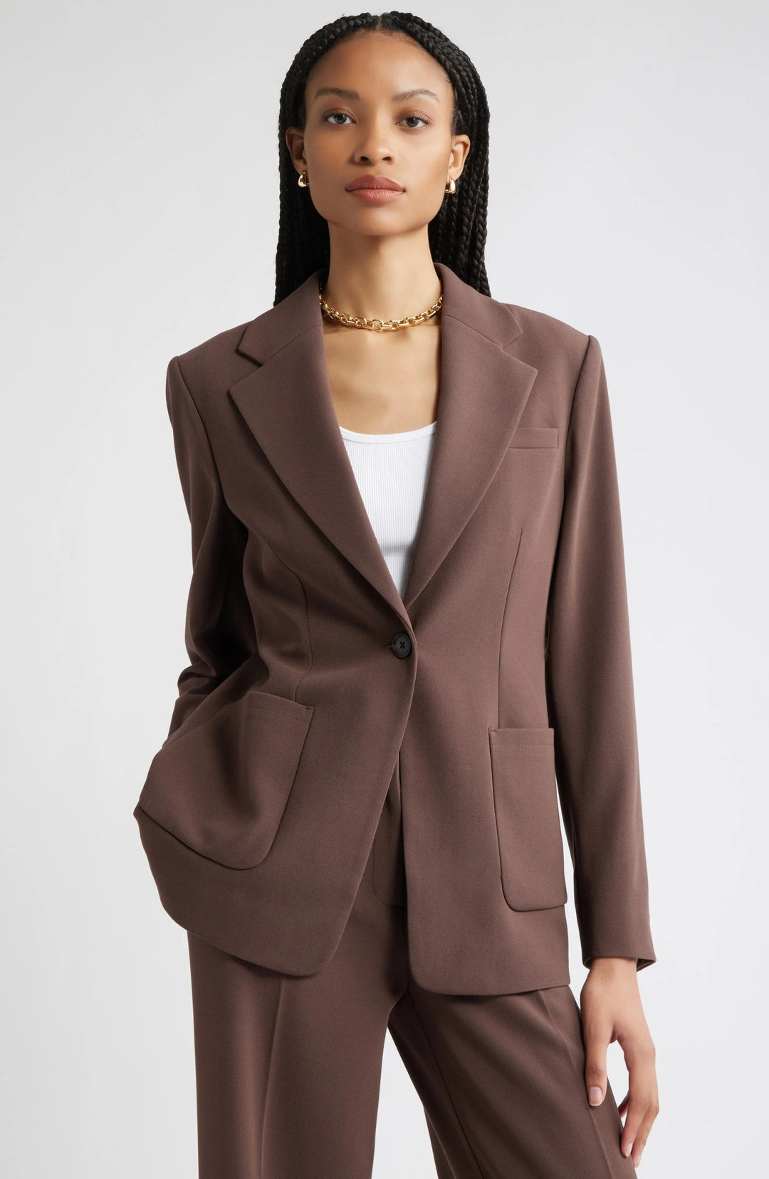 solovedress Brown Sweet Women's Suit 2 Piece (Blazer+Pants)