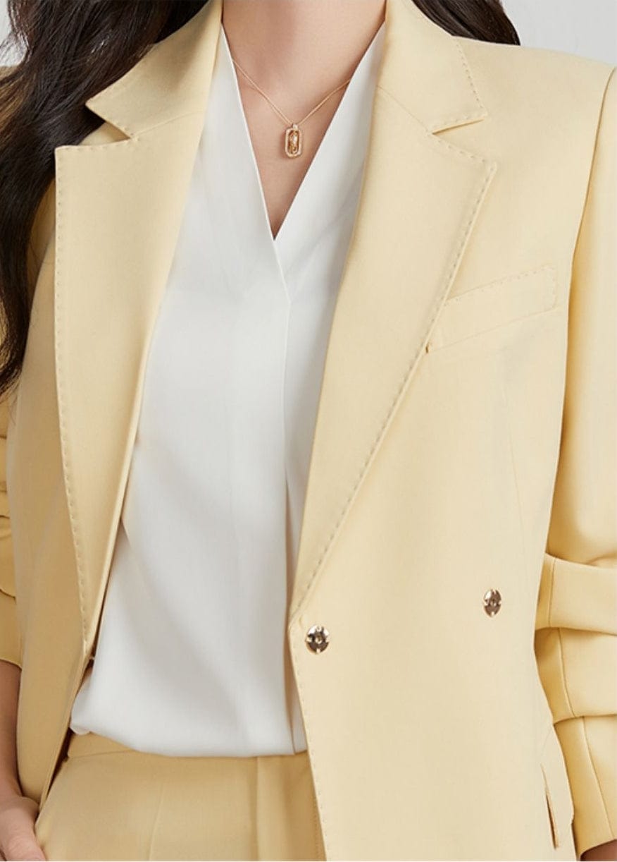 solovedress Champagne 2 Piece Notch Lapel Elegant Women Suit (Blazer+Pants)