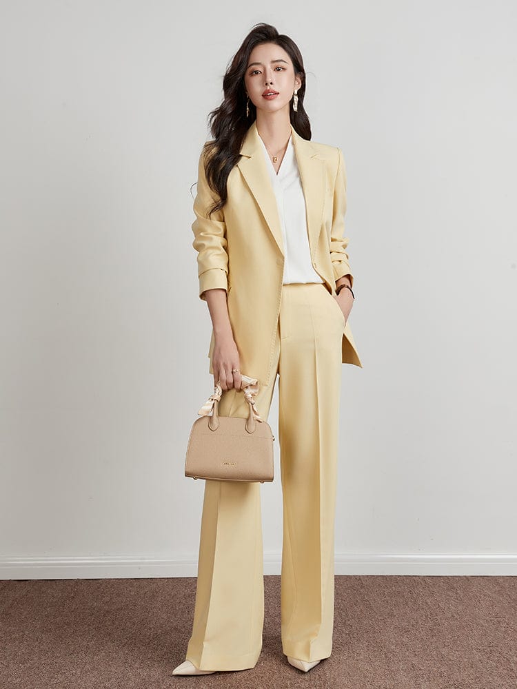 solovedress Champagne 2 Piece Notch Lapel Elegant Women Suit (Blazer+Pants)