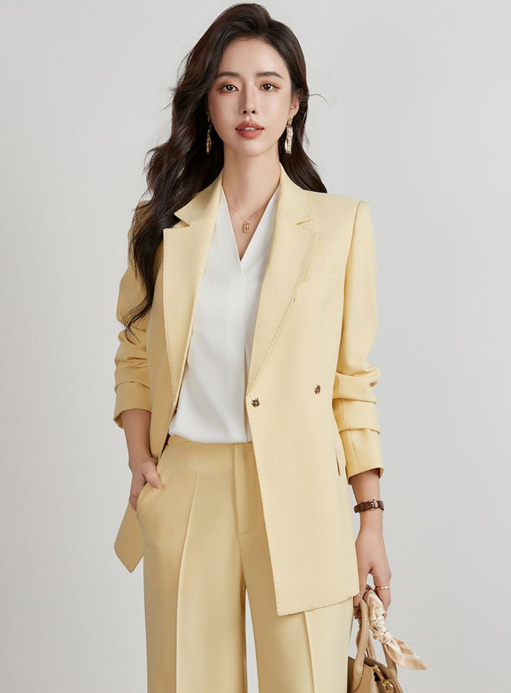 solovedress Champagne 2 Piece Notch Lapel Elegant Women Suit (Blazer+Pants)