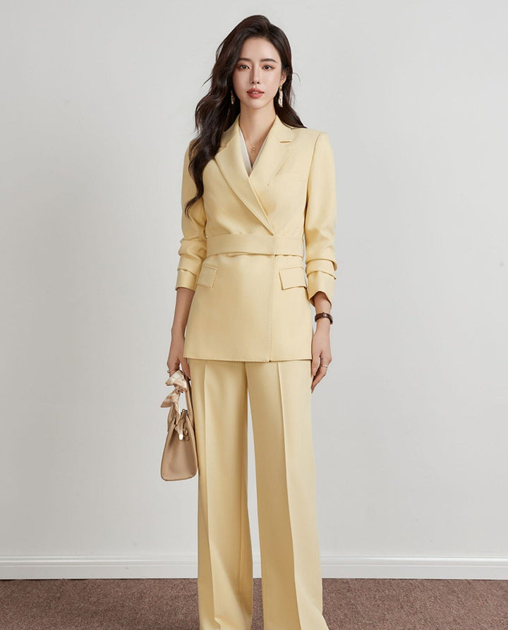 solovedress Champagne 2 Piece Notch Lapel Elegant Women Suit (Blazer+Pants)