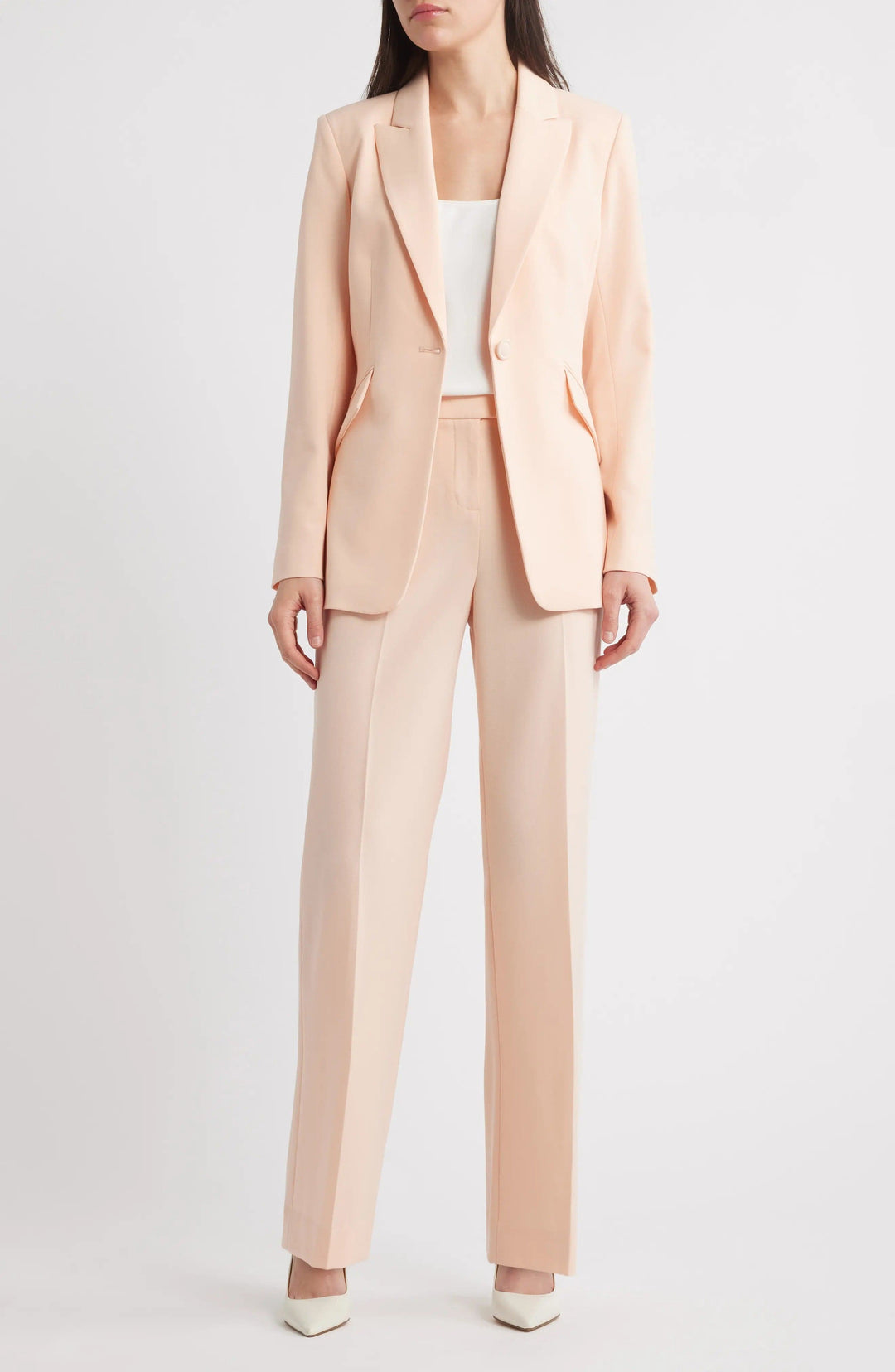 solovedress Champagne 2 Piece Single Button Business Casual Slim Fit Women Suit (Blazer+Pants)