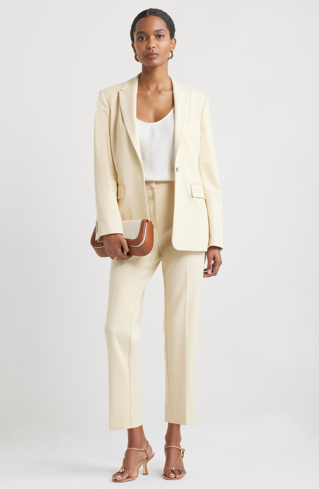 solovedress Champagne 2 Piece Single Buttons Peak Lapel Business Casual Women Suit