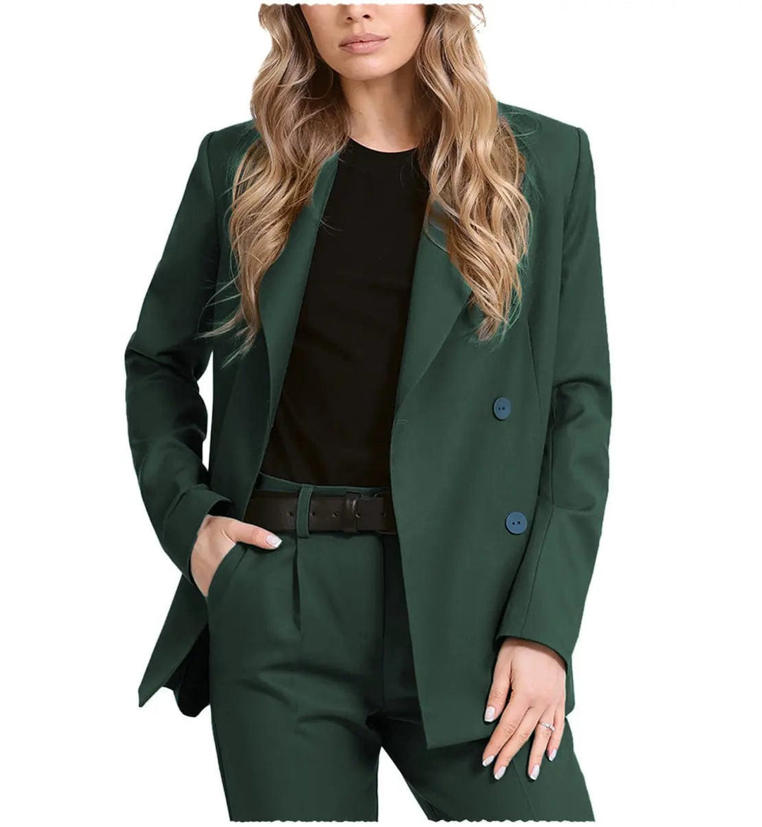solovedress Fashion 2 Pieces Women Suit Flat Notch Lapel Blazer