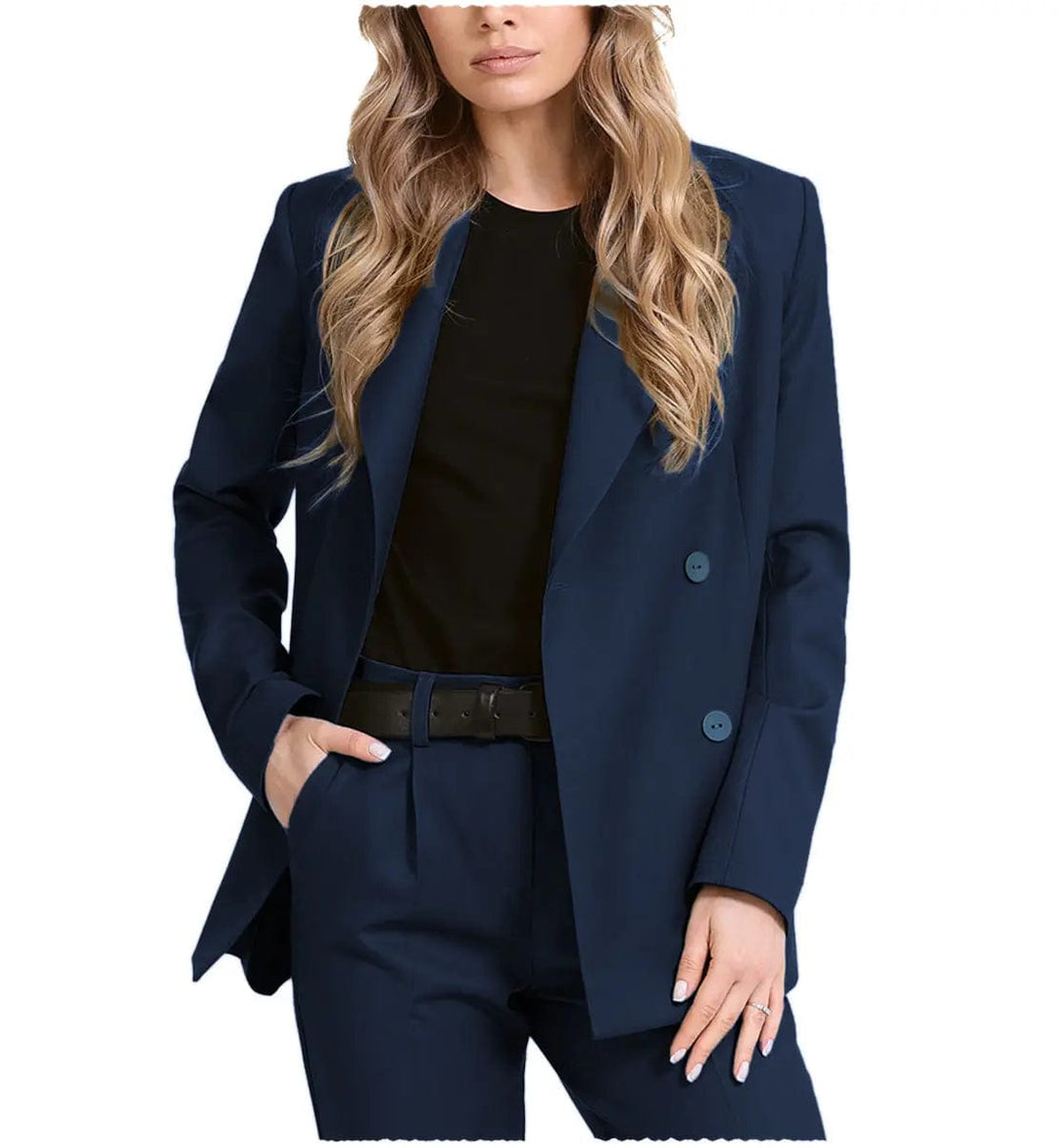 solovedress Fashion 2 Pieces Women Suit Flat Notch Lapel Blazer