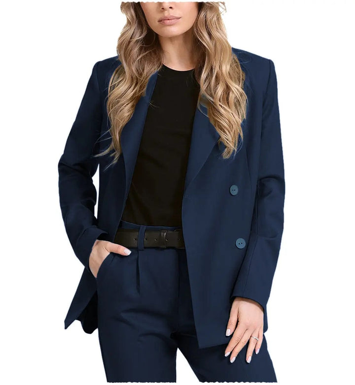 solovedress Fashion 2 Pieces Women Suit Flat Notch Lapel Blazer
