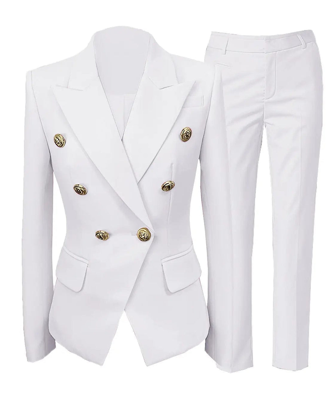 solovedress Fashion Double Buttons Flat 2 Pieces Women Suit (Blazer+Pants)