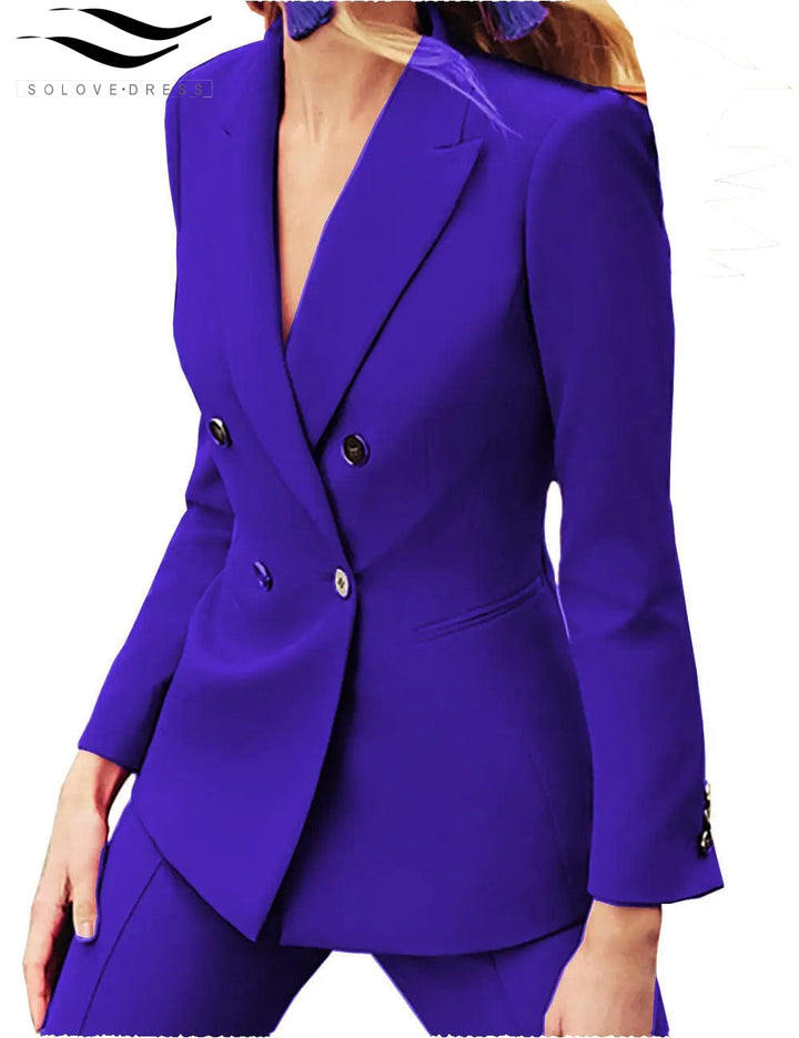 solovedress Flat Peak Lapel 2 Pieces Women Suit