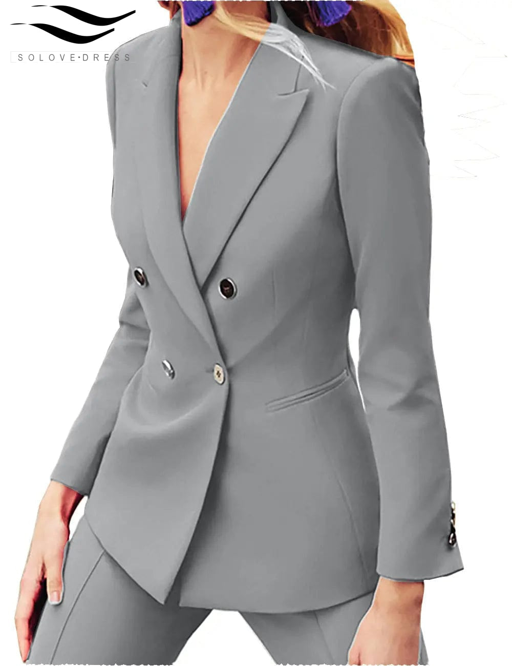 solovedress Flat Peak Lapel 2 Pieces Women Suit