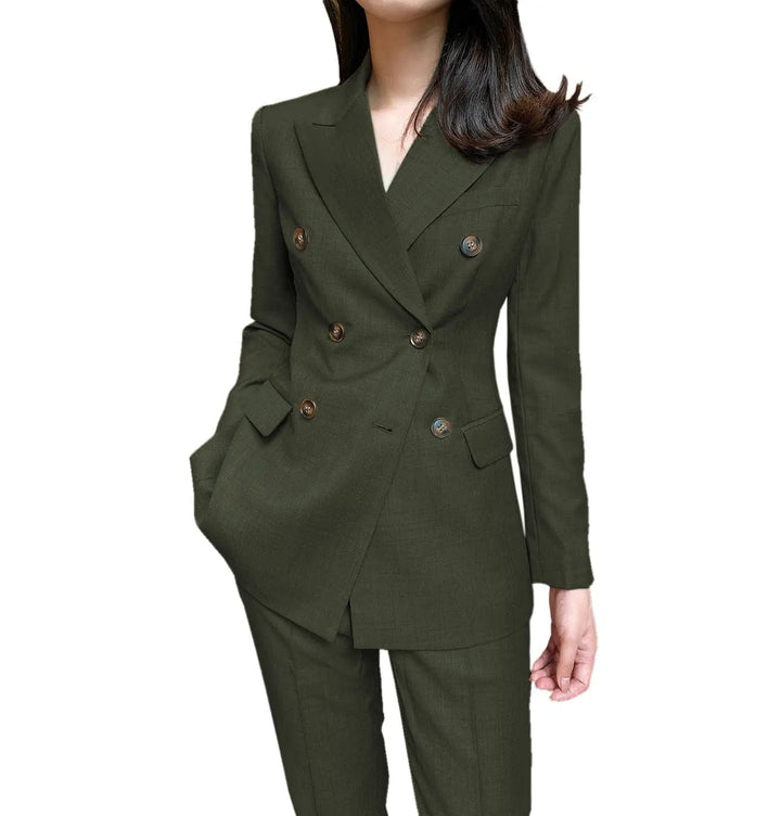 solovedress Formal Flat 2 Pieces Women Suit Peak Lapel Blazer (Blazer+Pants)