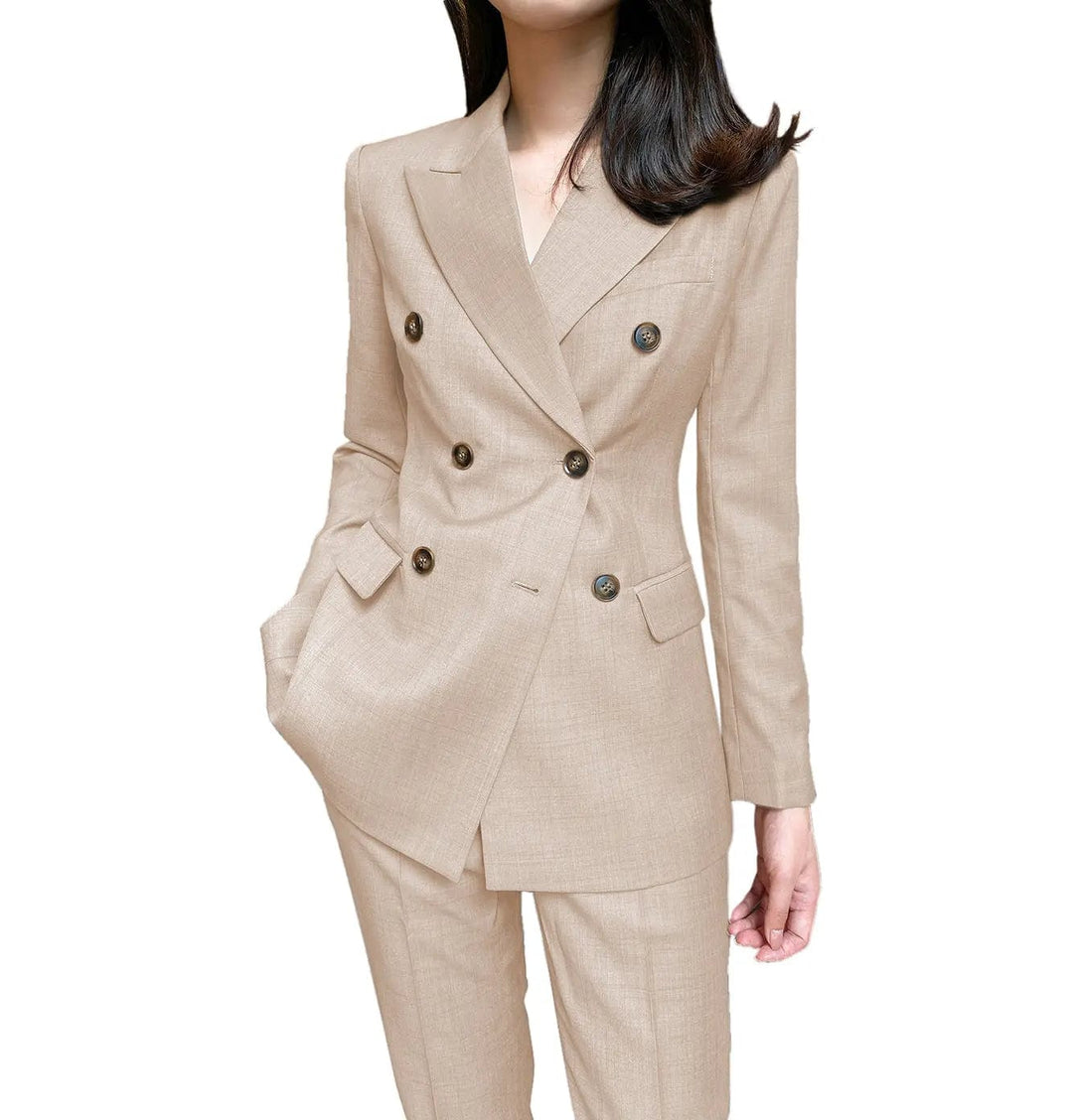 solovedress Formal Flat 2 Pieces Women Suit Peak Lapel Blazer (Blazer+Pants)