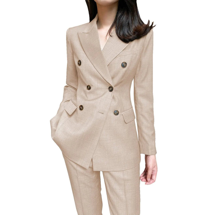 solovedress Formal Flat 2 Pieces Women Suit Peak Lapel Blazer (Blazer+Pants)