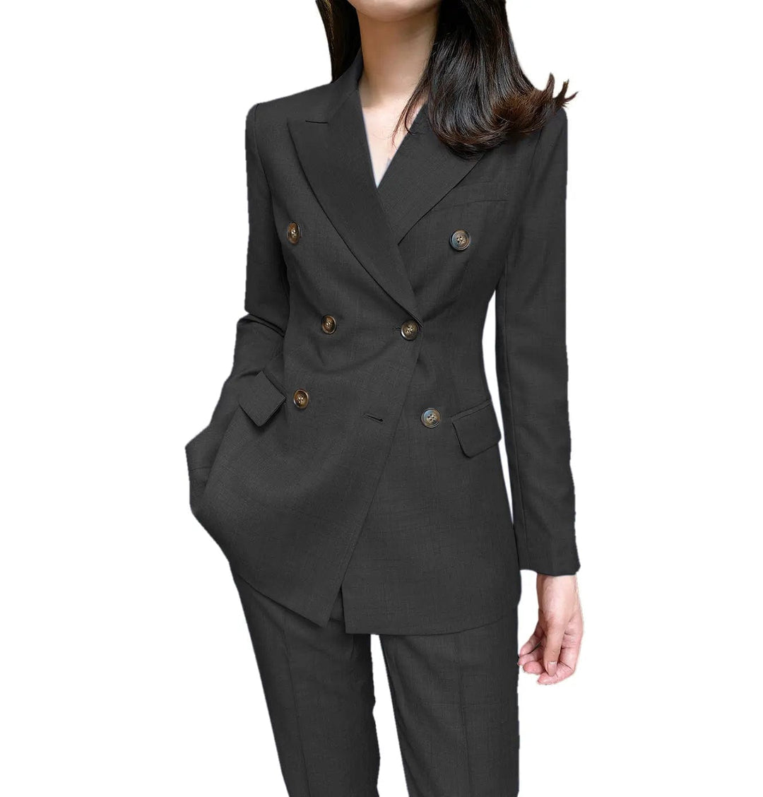 solovedress Formal Flat 2 Pieces Women Suit Peak Lapel Blazer (Blazer+Pants)