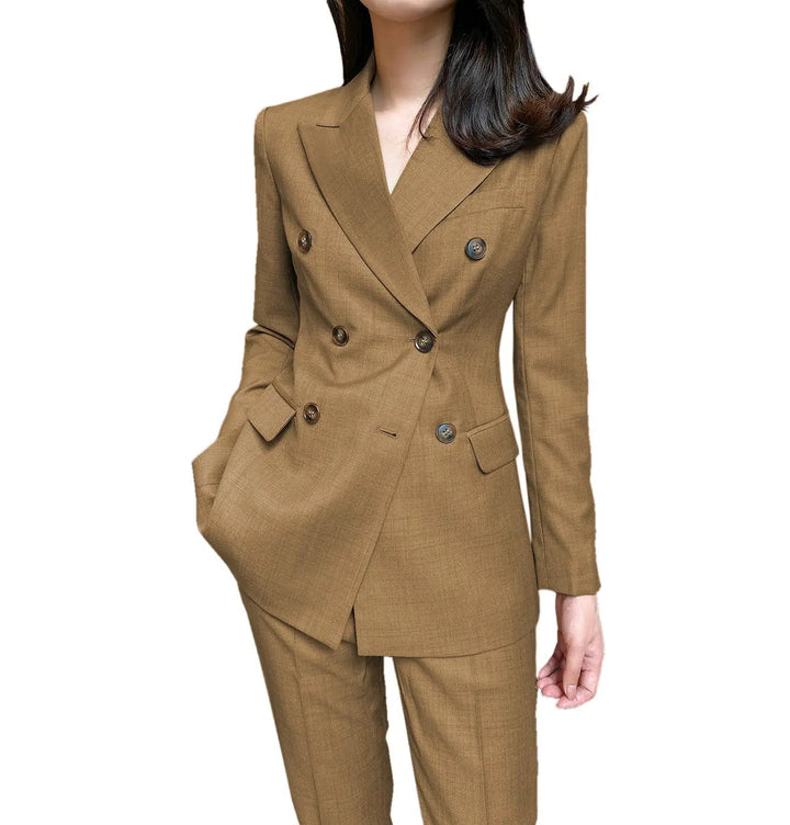 solovedress Formal Flat 2 Pieces Women Suit Peak Lapel Blazer (Blazer+Pants)