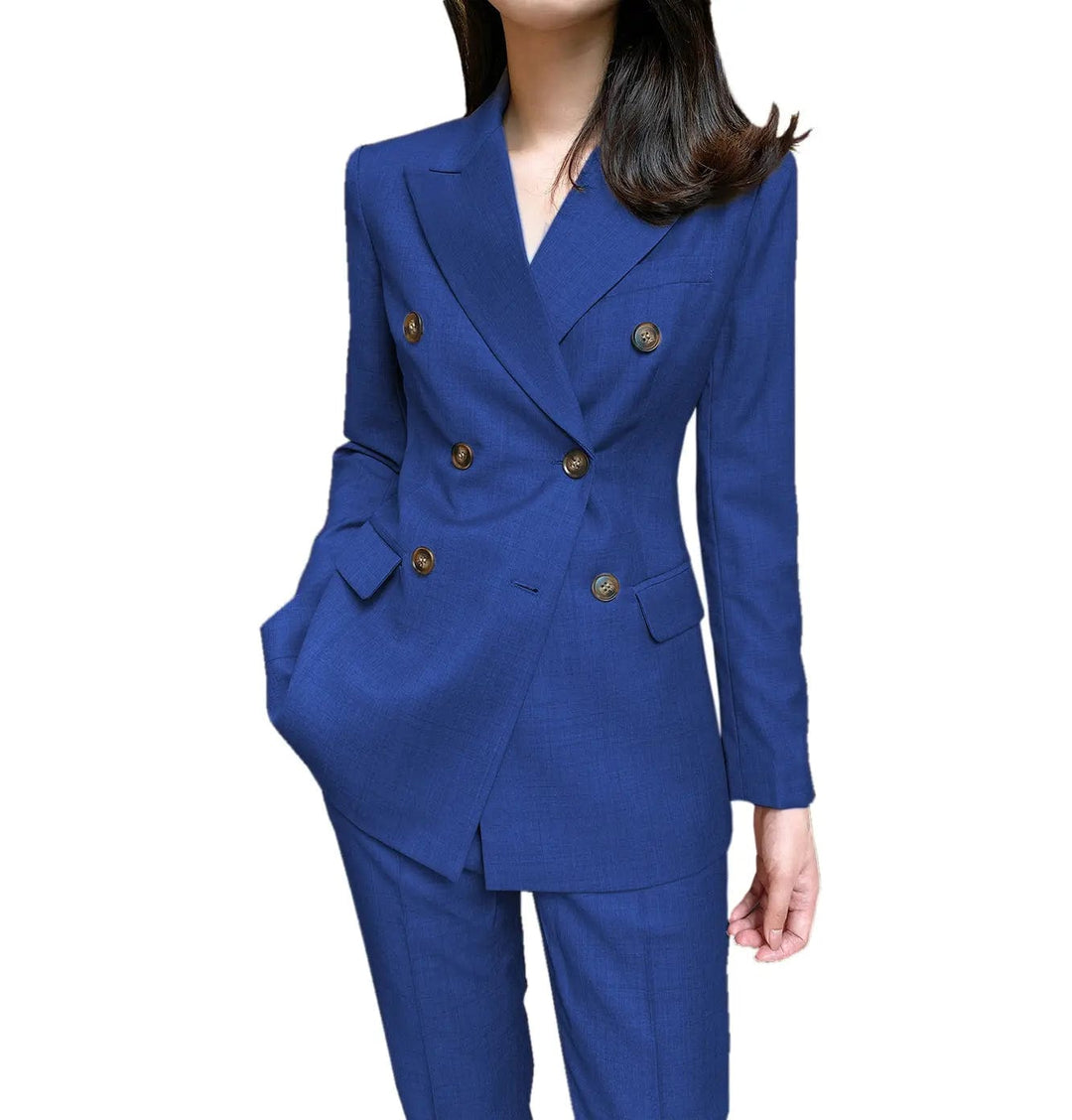 solovedress Formal Flat 2 Pieces Women Suit Peak Lapel Blazer (Blazer+Pants)