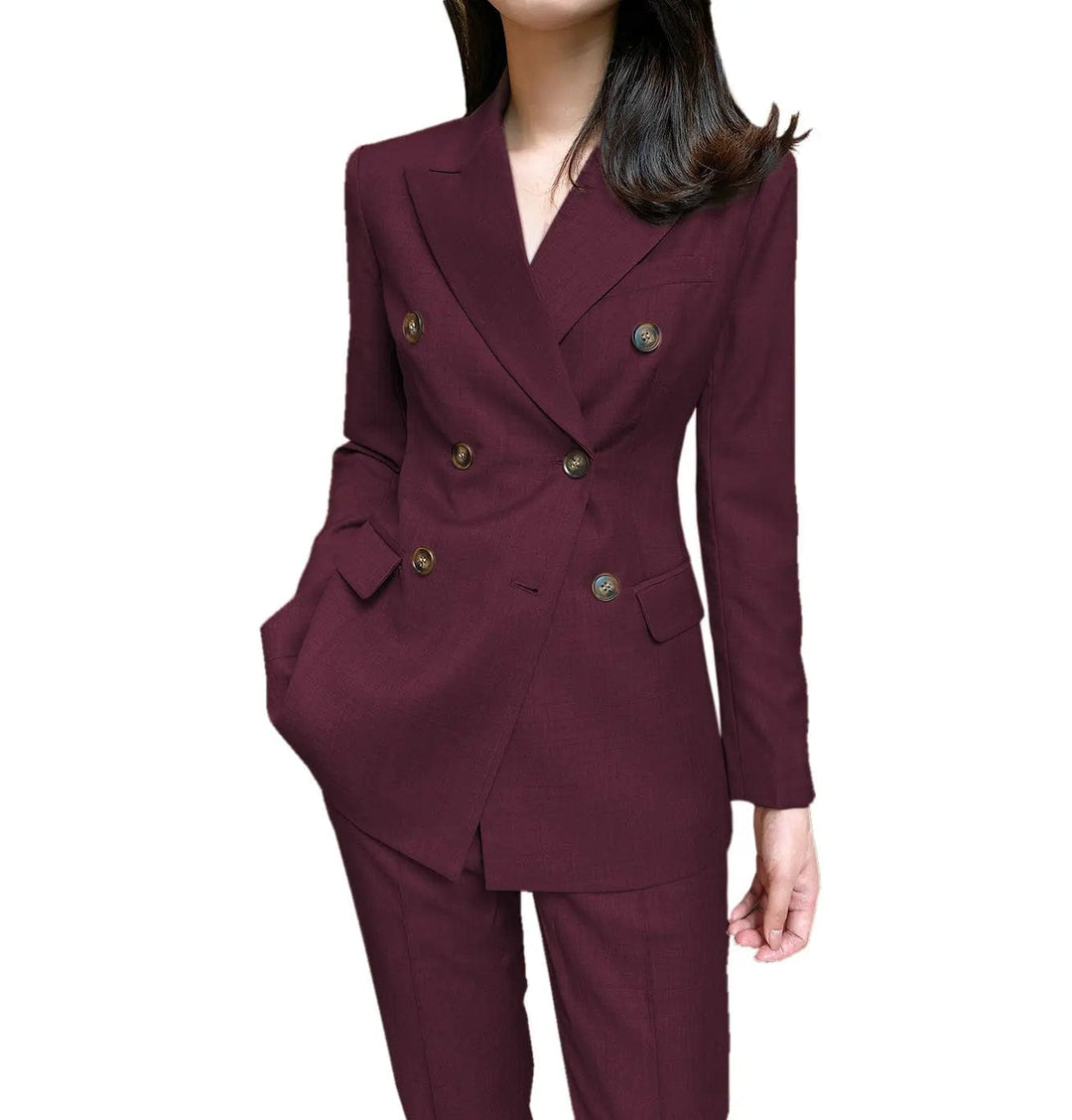 solovedress Formal Flat 2 Pieces Women Suit Peak Lapel Blazer (Blazer+Pants)