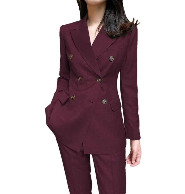 solovedress Formal Flat 2 Pieces Women Suit Peak Lapel Blazer (Blazer+Pants)