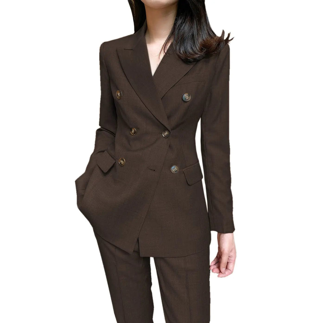 solovedress Formal Flat 2 Pieces Women Suit Peak Lapel Blazer (Blazer+Pants)