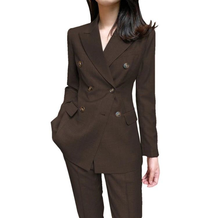 solovedress Formal Flat 2 Pieces Women Suit Peak Lapel Blazer (Blazer+Pants)
