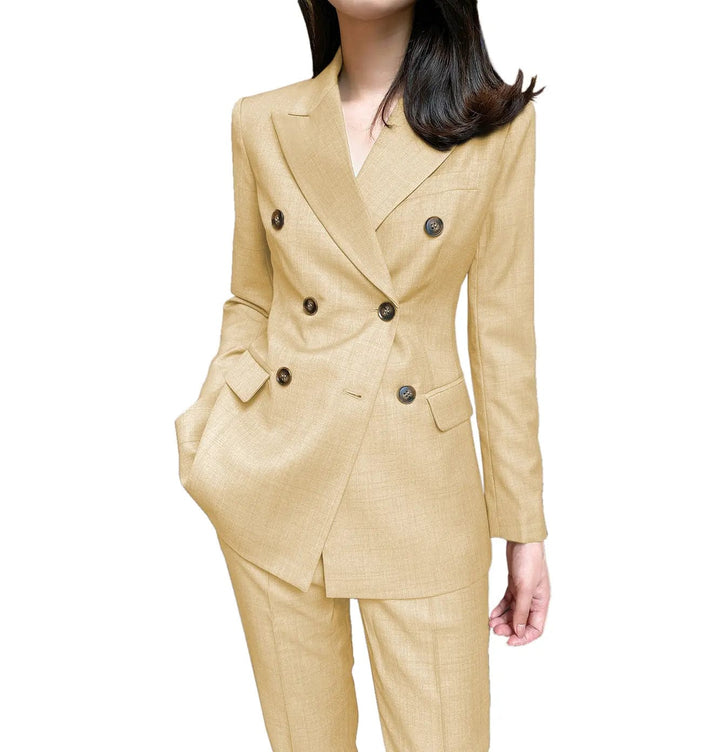 solovedress Formal Flat 2 Pieces Women Suit Peak Lapel Blazer (Blazer+Pants)