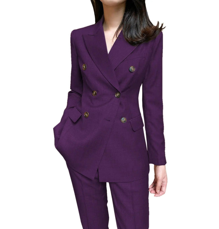 solovedress Formal Flat 2 Pieces Women Suit Peak Lapel Blazer (Blazer+Pants)