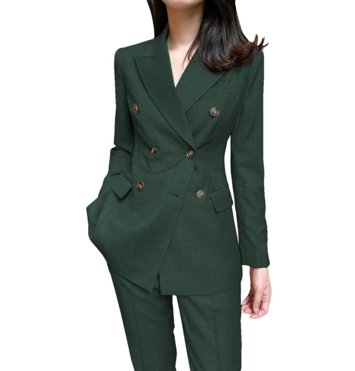 solovedress Formal Flat 2 Pieces Women Suit Peak Lapel Blazer (Blazer+Pants)