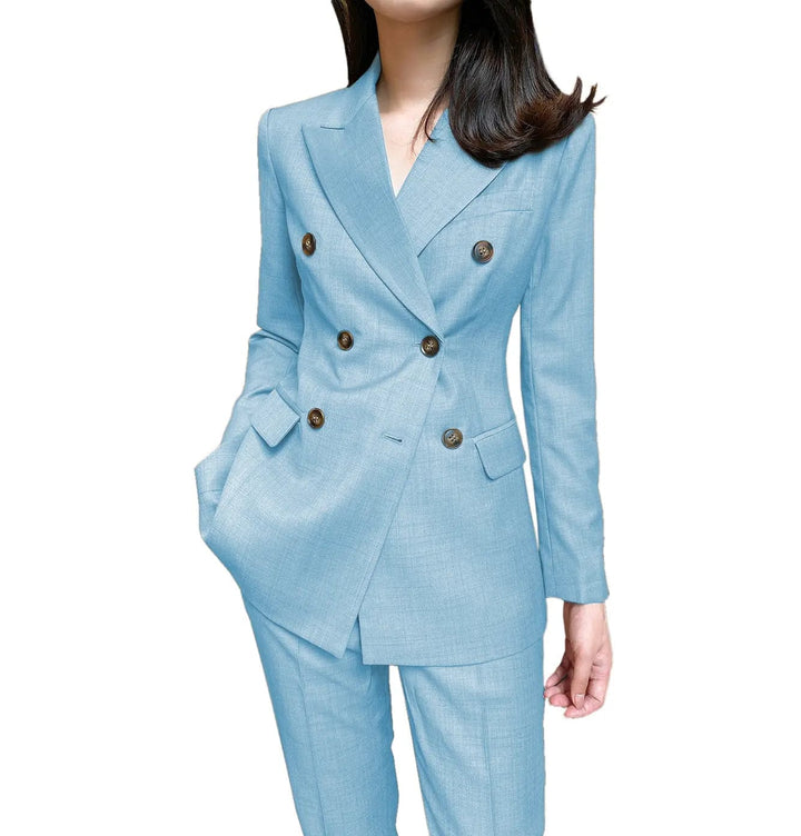 solovedress Formal Flat 2 Pieces Women Suit Peak Lapel Blazer (Blazer+Pants)